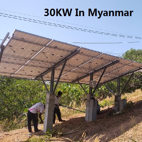 Bluesun 30KW Ground Mounting Solar System In Myanmar