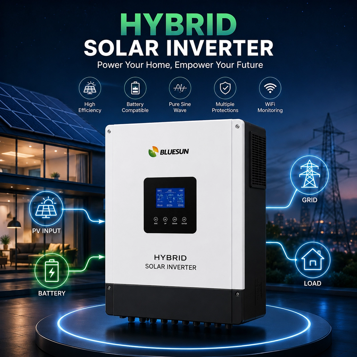 Hybrid solar inverter for residential energy storage system