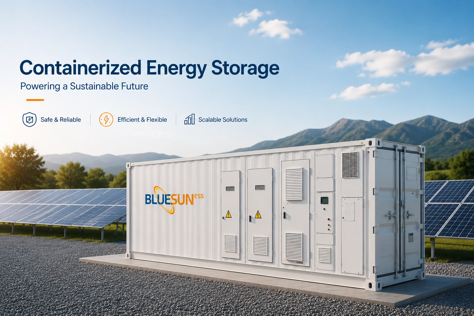 Containerized energy storage system integrated with large-scale solar project