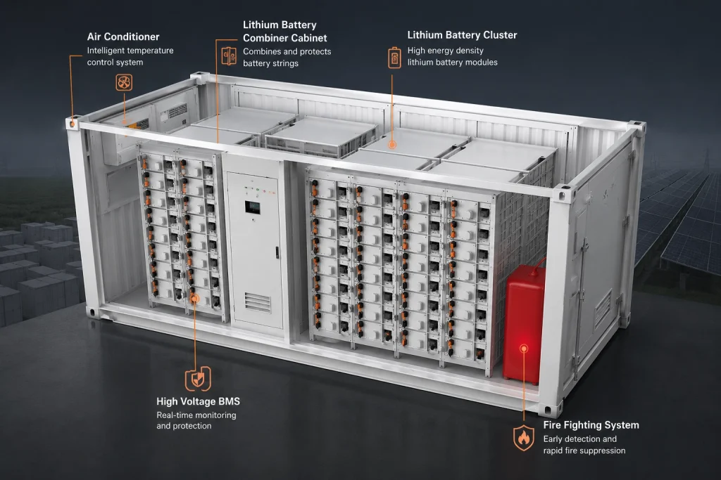 Containerized battery energy storage system for commercial and utility applications
