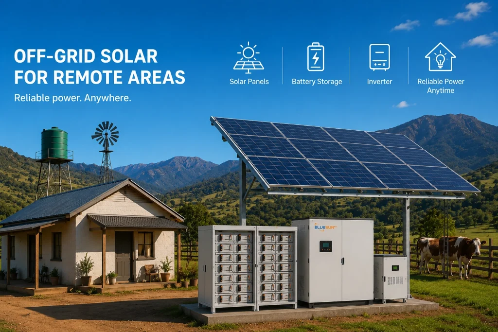 Off-grid solar system for remote homes, farms, and rural applications
