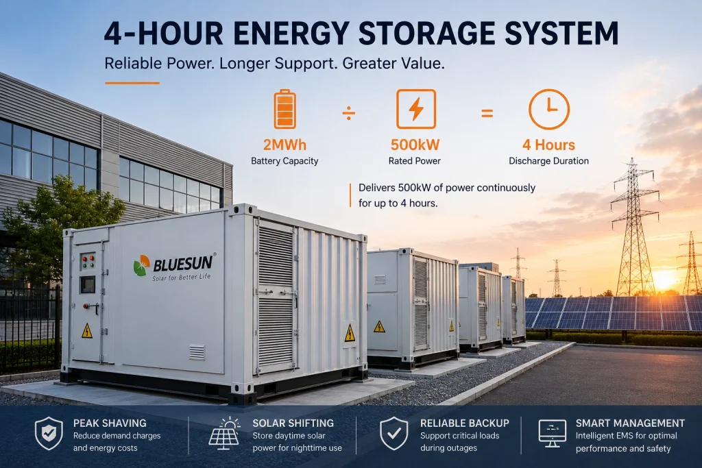 4-hour battery energy storage system for commercial and industrial applications