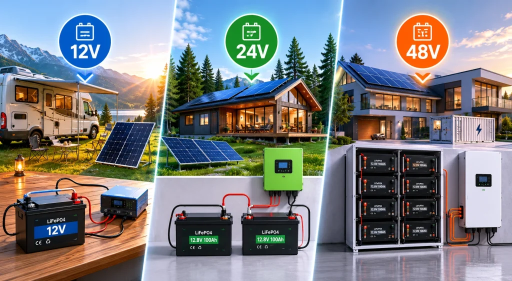 12V vs 24V vs 48V battery systems for solar