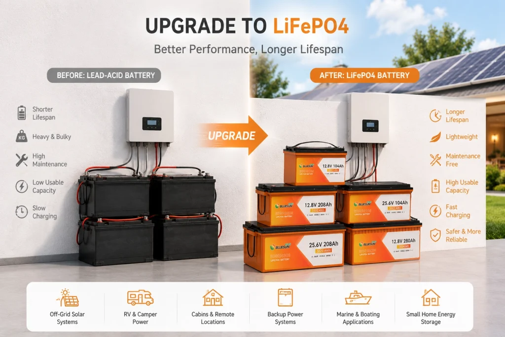 LiFePO4 battery upgrade for solar and off-grid energy systems