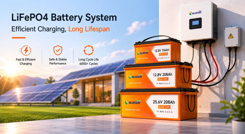 LiFePO4 battery system designed for efficient charging and long lifespan