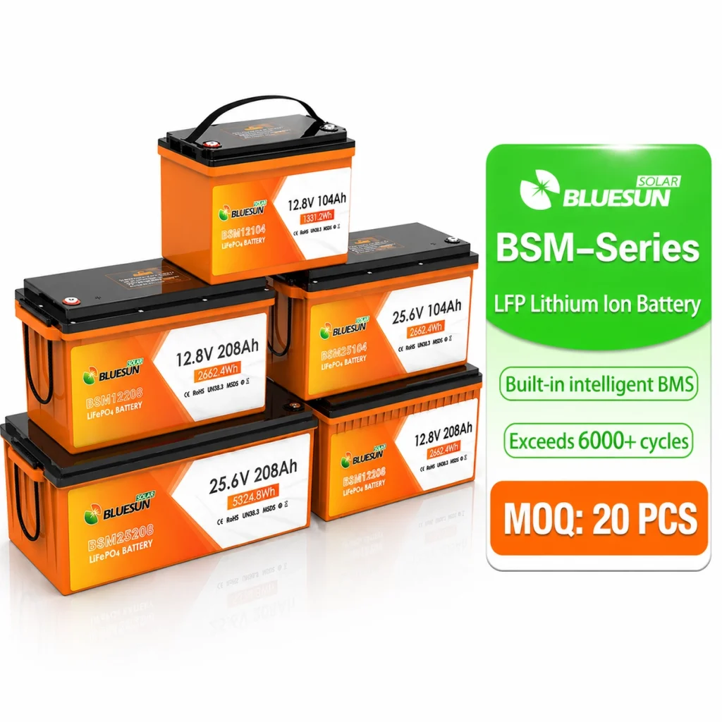 Bluesun BSM Series LFP lithium battery with built-in BMS, 6000+ cycles, MOQ 20 pcs