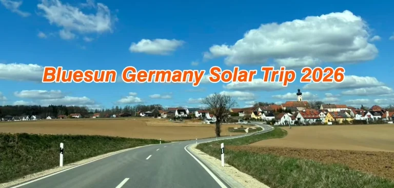 Bluesun Germany Solar Trip 2026 rural landscape with road and European village