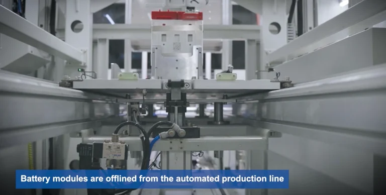Automated lithium battery module production line at Bluesun factory