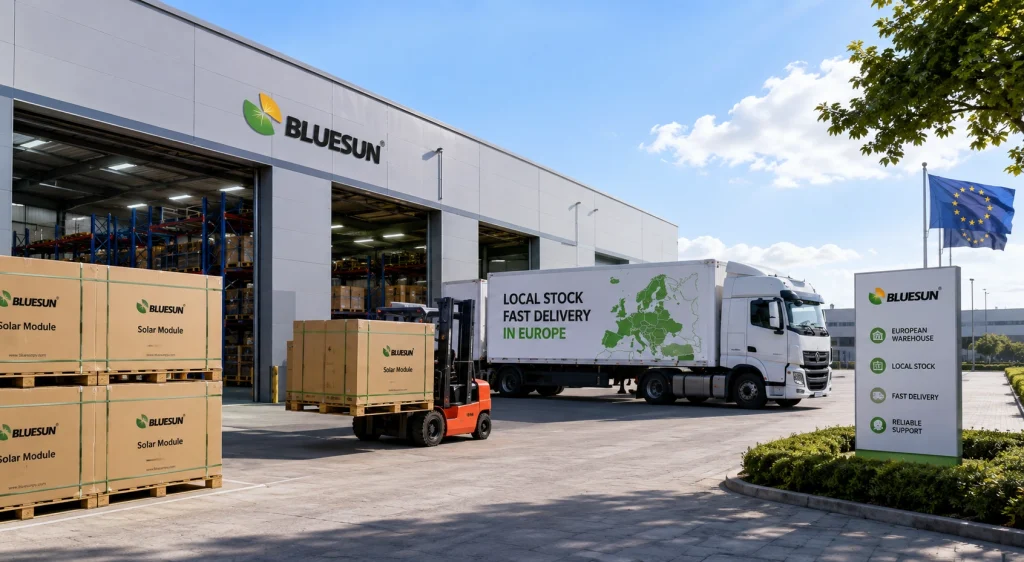 European local solar warehouse and fast module delivery support