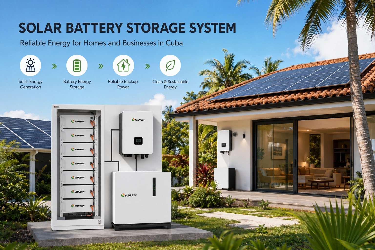 Solar battery storage system for homes and businesses in Cuba
