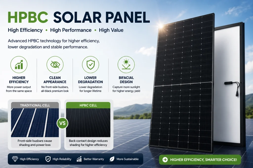 HPBC solar panel technology with high efficiency bifacial back contact solar module design
