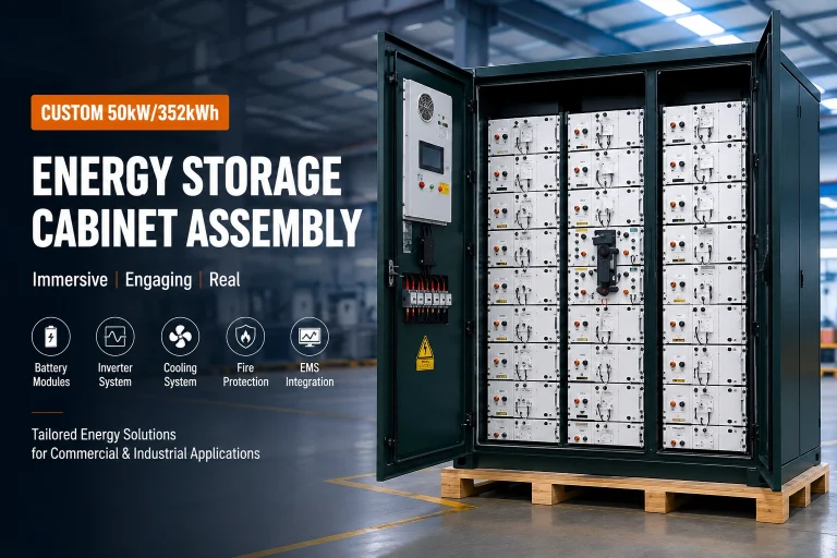 Custom 50kW 352kWh energy storage cabinet assembly for commercial and industrial applications