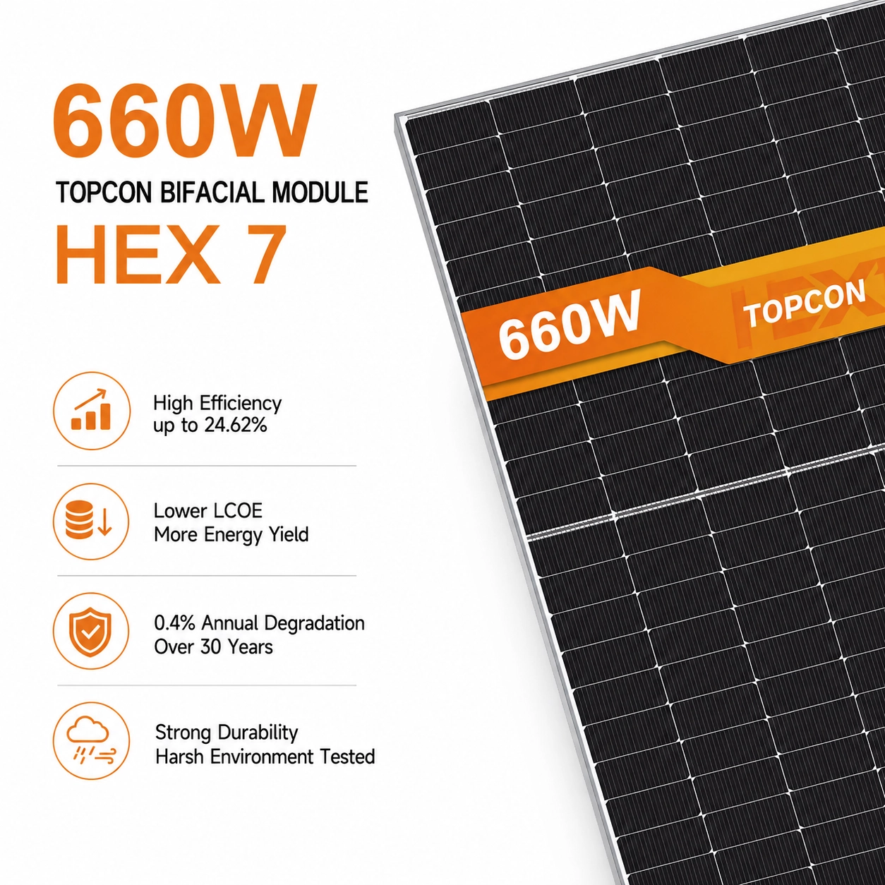 660W N-Type TOPCon Bifacial Solar Module for Commercial & Utility Projects product image 4