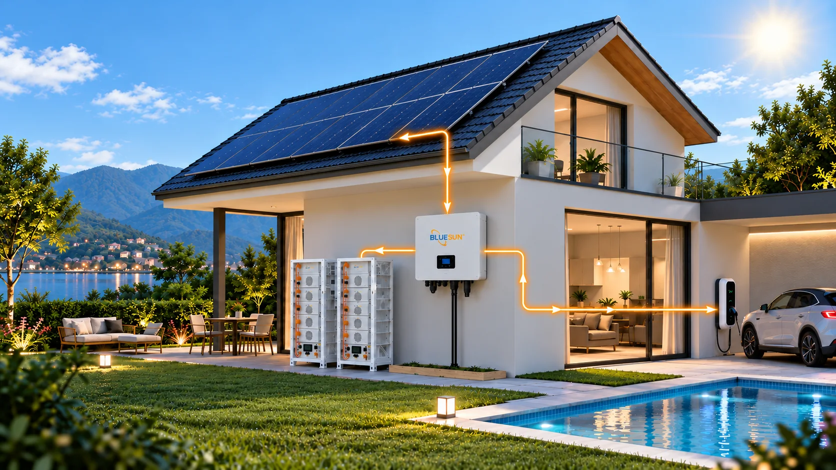 Bluesun solar home energy system in daytime