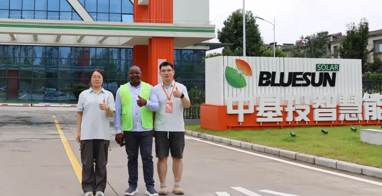 Cameroon customer visiting Bluesun Solar factory in China